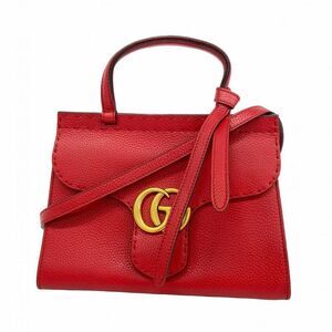 Gucci Handbag Ggmarmont 442622 Leather Red Gold Hardware 2way Bag Ladies